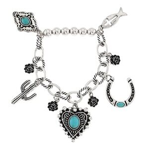 Western Style Horseshoe Multi Charm Bracelet